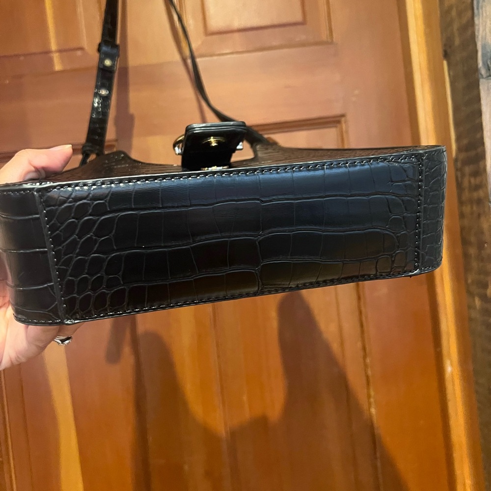 Madison West Black Croc-Embossed Shoulder Bag - Picture 6 of 9